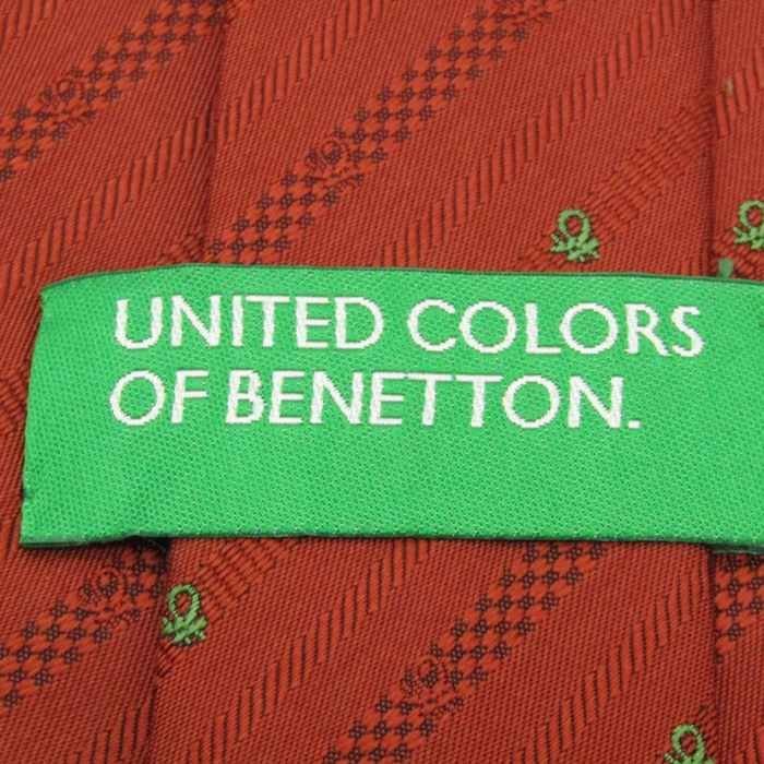 [ хорошая вещь ] Benetton BENETTON полоса рисунок шелк мелкий рисунок рисунок сделано в Японии мужской галстук красный 