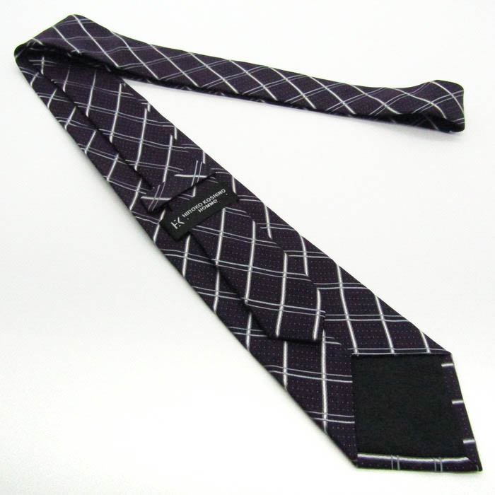 [ хорошая вещь ] Hiroko Koshino HIROKO KOSHINO.. рисунок шелк в клетку точка рисунок мужской галстук лиловый 