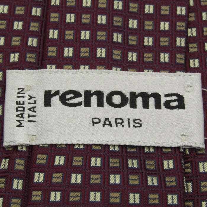 【良品】 レノマ renoma 格子柄 シルク 小紋柄 イタリア製 伊製生地 メンズ ネクタイ パープル_画像4