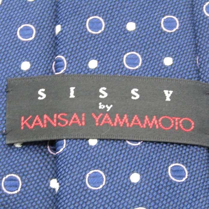 【良品】 カンサイ ヤマモト KANSAI YAMAMOTO ドット柄 シルク 小紋柄 日本製 シシイ メンズ ネクタイ ネイビーの画像4