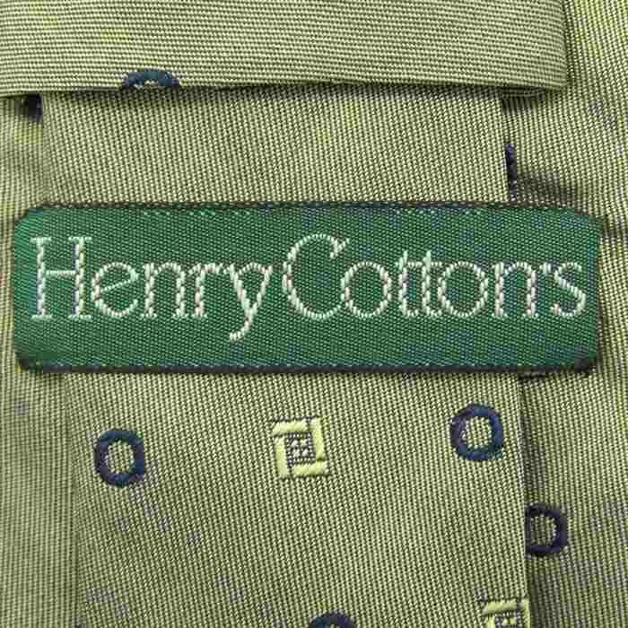 【良品】 ヘンリーコットンズ Henry Cotton's 小紋柄 シルク 総柄 イタリア製 高級 ブランド メンズ ネクタイ グリーン_画像4