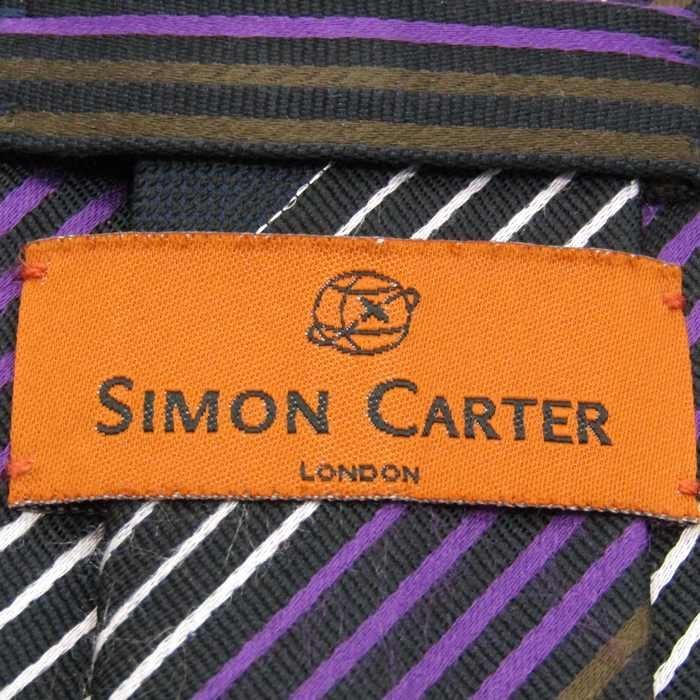 サイモンカーター SIMON CARTER ストライプ柄 小紋柄 ライン柄 日本製 メンズ ネクタイ ネイビー_画像4