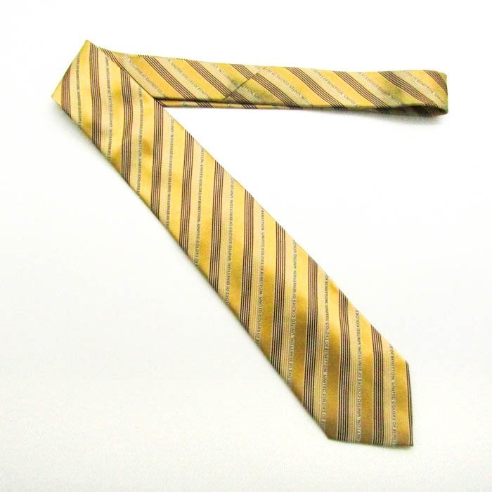  Benetton BENETTON stripe pattern sill Klein pattern Logo gram men's necktie yellow 