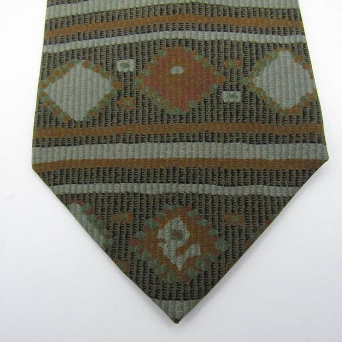  Sazaby brand necktie border pattern geometrical pattern silk unused tag attaching men's khaki SAZABY
