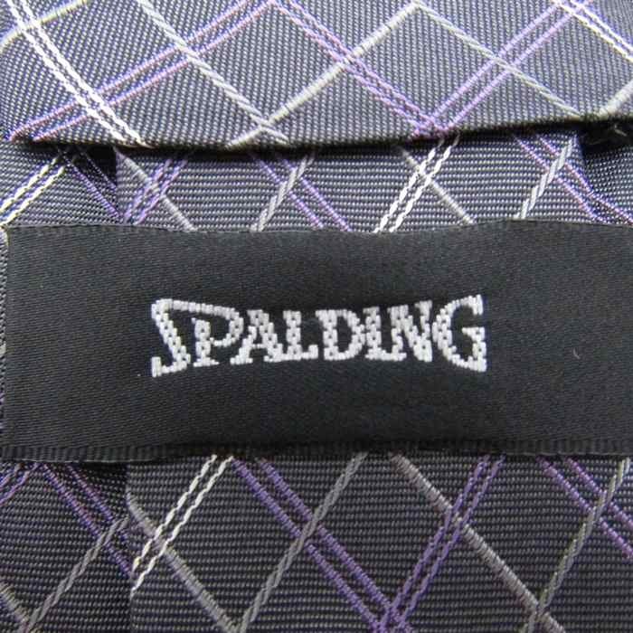 スポルディング ブランドネクタイ チェック柄 格子柄 シルク メンズ グレー SPALDING_画像4