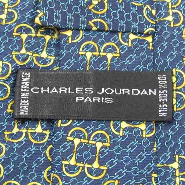 シャルル・ジョルダン ブランド ネクタイ シルク ビット柄 チェーン柄 ハンドメイド メンズ ネイビー CHARLES JOURDAN_画像4