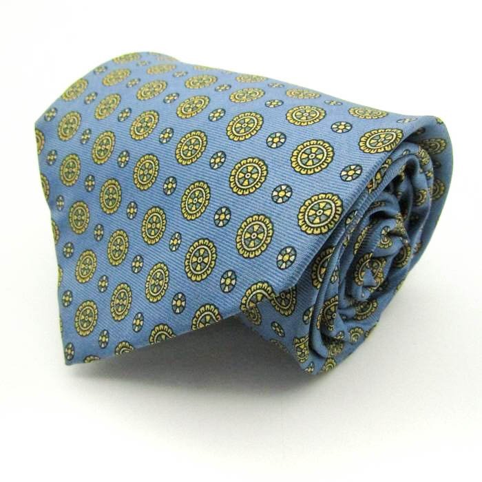 タイラック ブランド ネクタイ 花柄 ドット 幾何学模様 シルク イタリア製 メンズ ブルー Tie Rack_画像1