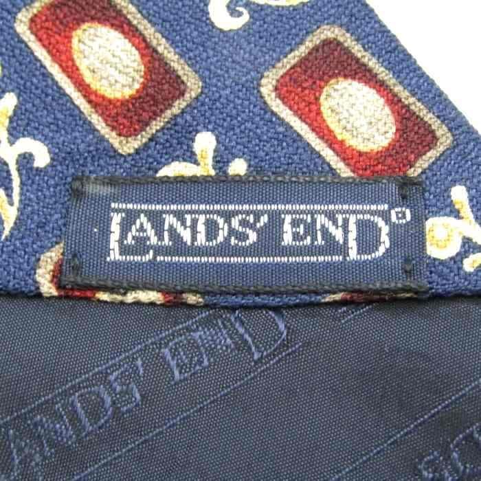 ランズエンド ブランド ネクタイ シルク 総柄 ハンドメイド 米製生地 メンズ ネイビー Land's End_画像4