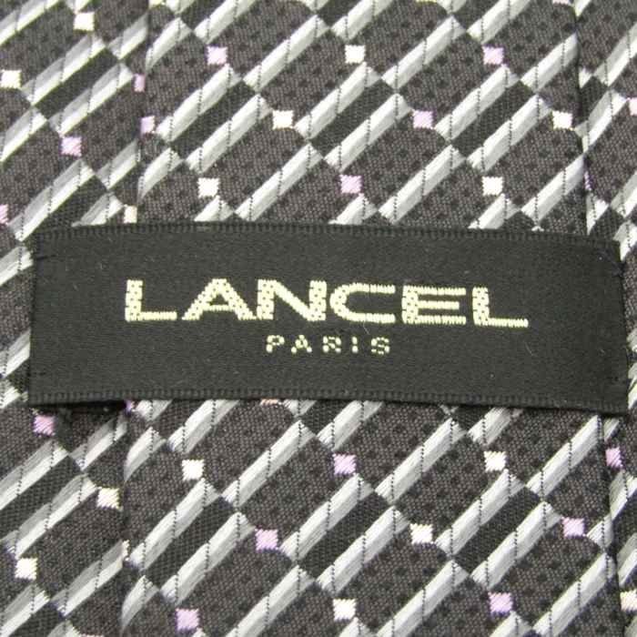 ランセル ブランド ネクタイ シルク 小紋柄 総柄 メンズ ブラック LANCEL_画像4