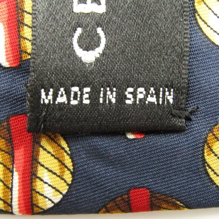 【良品】 セリーヌ CELINE 小紋柄 シルク 総柄 スペイン製 メンズ ネクタイ ネイビー_画像6