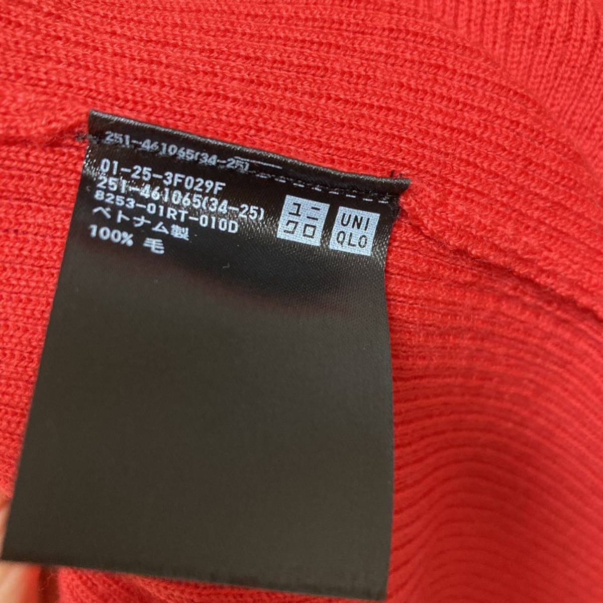 エクストラファインメリノリブタートルネックセーター（長袖）赤 レッド L UNIQLO ユニクロ セーター リブニット 新品　未使用　タグ付き_画像5