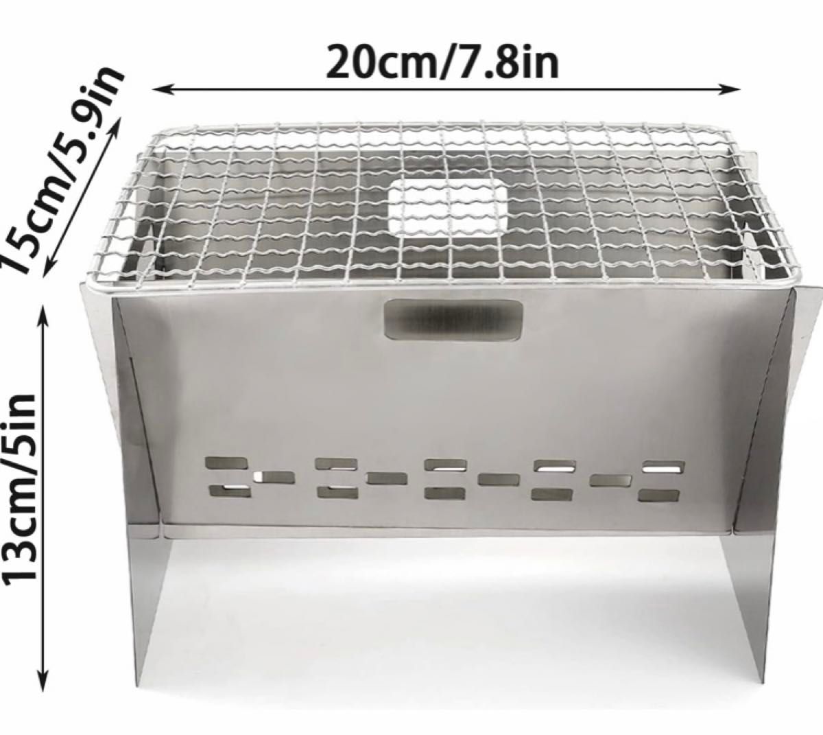 ポータブル 高耐熱ステンレス焚き火台 BBQコンロ兼用 未使用品+トングオマケ