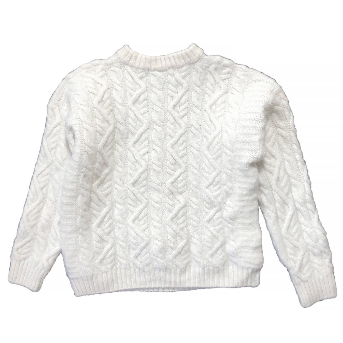 【980円スタート】イングランド製 Skye Knitwear ヴィンテージ フィッシャーマン セーター ホワイト ウールニット UK 古着 難あり BJ0036_画像2