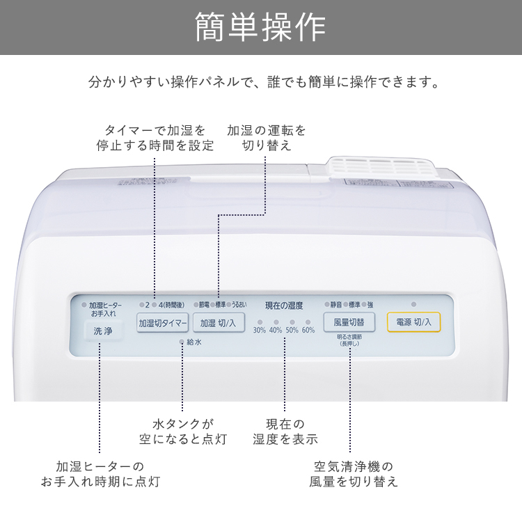 空気清浄機 加湿器 加湿空気清浄機 加熱式 10畳 8畳 アイリスオーヤマ c15_画像7