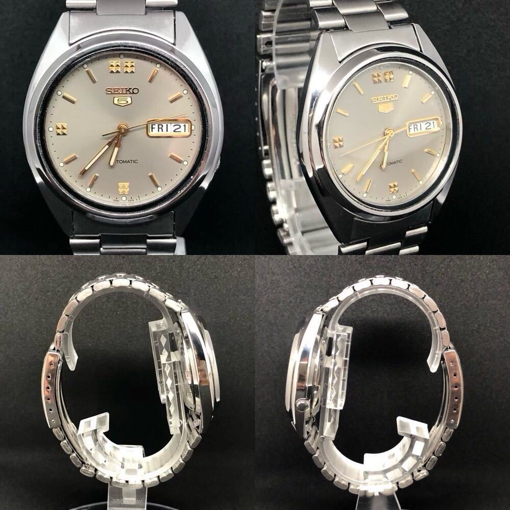 1円　OH済　SEIKO セイコー セイコー5 7S26-3040 2000年製　部品洗浄　注油済み デイデイト 自動巻き シルバー文字盤 メンズ 腕時計_画像2