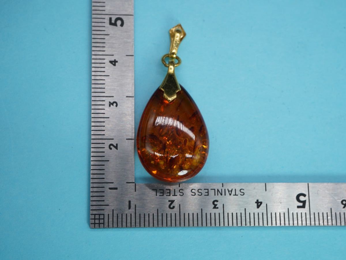 【1250】AM刻印 amber アンバー ペンダントトップ コハク 琥珀 ネックレストップ TIA_画像5