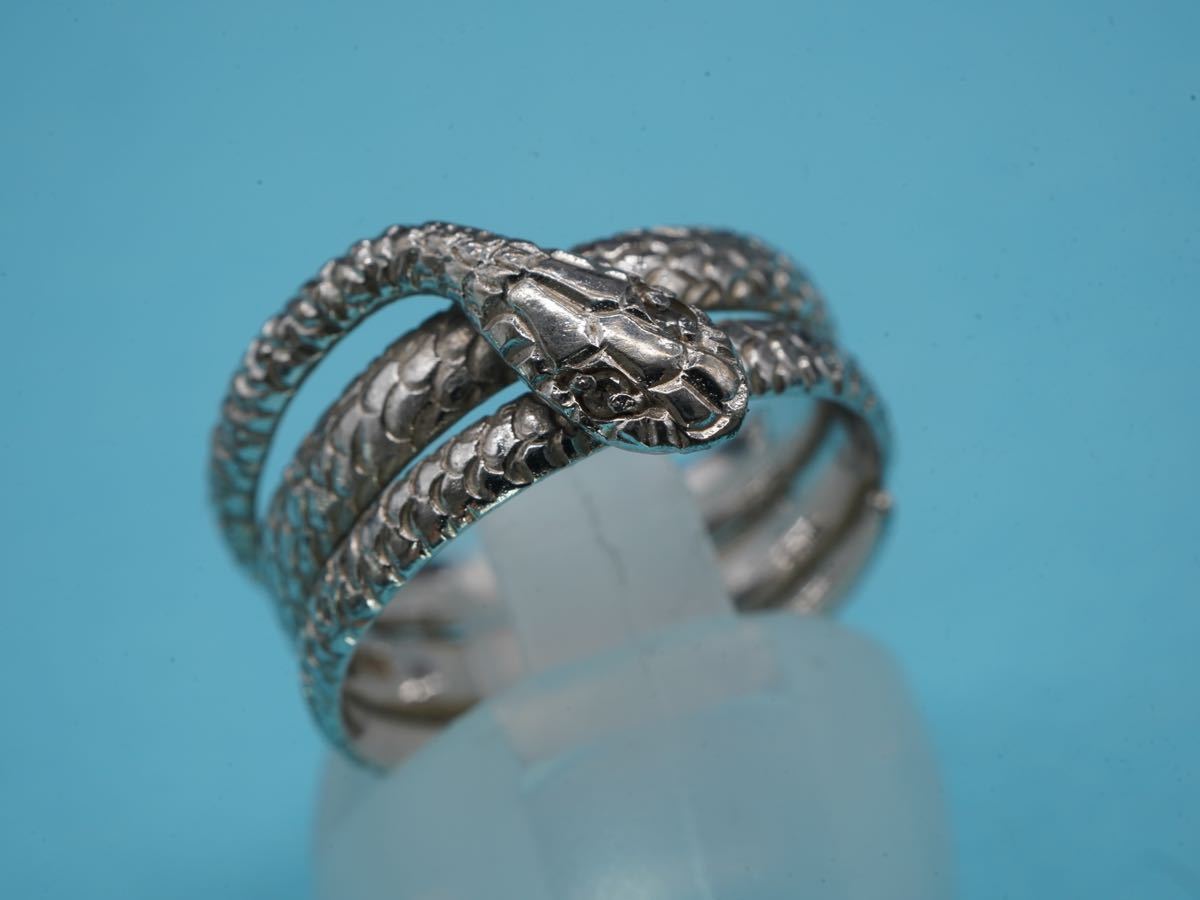 【1238】13号 目の所ダイヤモンド シルバー リング silver 天然石 指輪 ヘビ 蛇 TIA_画像1