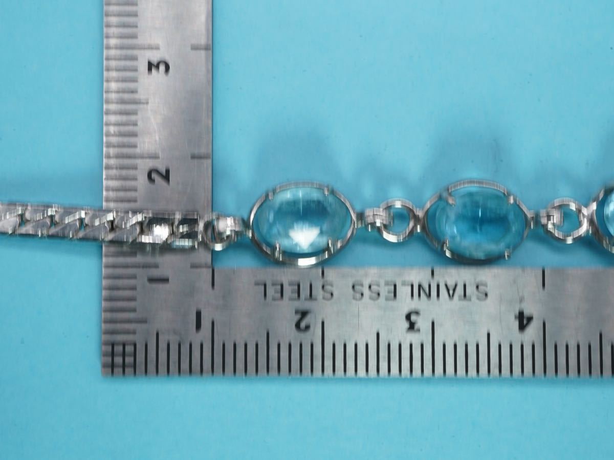 【662】アクアマリンの様なガラス ブレスレット アクセサリー 長さ約18cm TIA_画像4