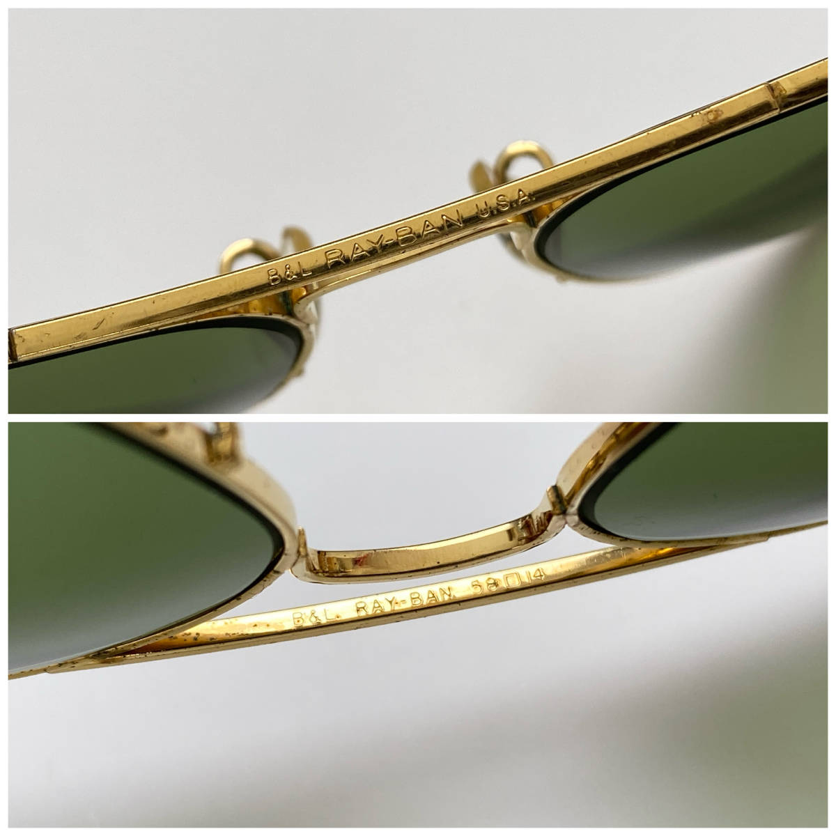 ケース付★B&L RAY-BANボシュロムレイバン METALメタル1 Gold/#3 RB3 ゴールド 白ロゴ ティアドロップ VINTAGEサングラス USA製 スモーク_画像5