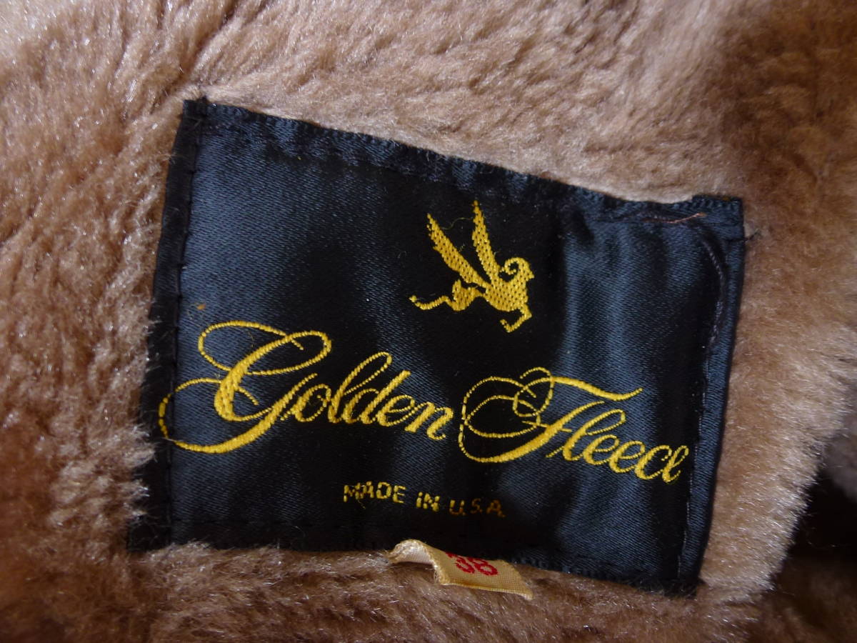 80s USA пр-во   GOLDEN FLEECE  золотой ... венок   A-2 ... light  пиджак   кожа  пиджак   оборотная сторона  мех   размер  38  трудности  есть ！