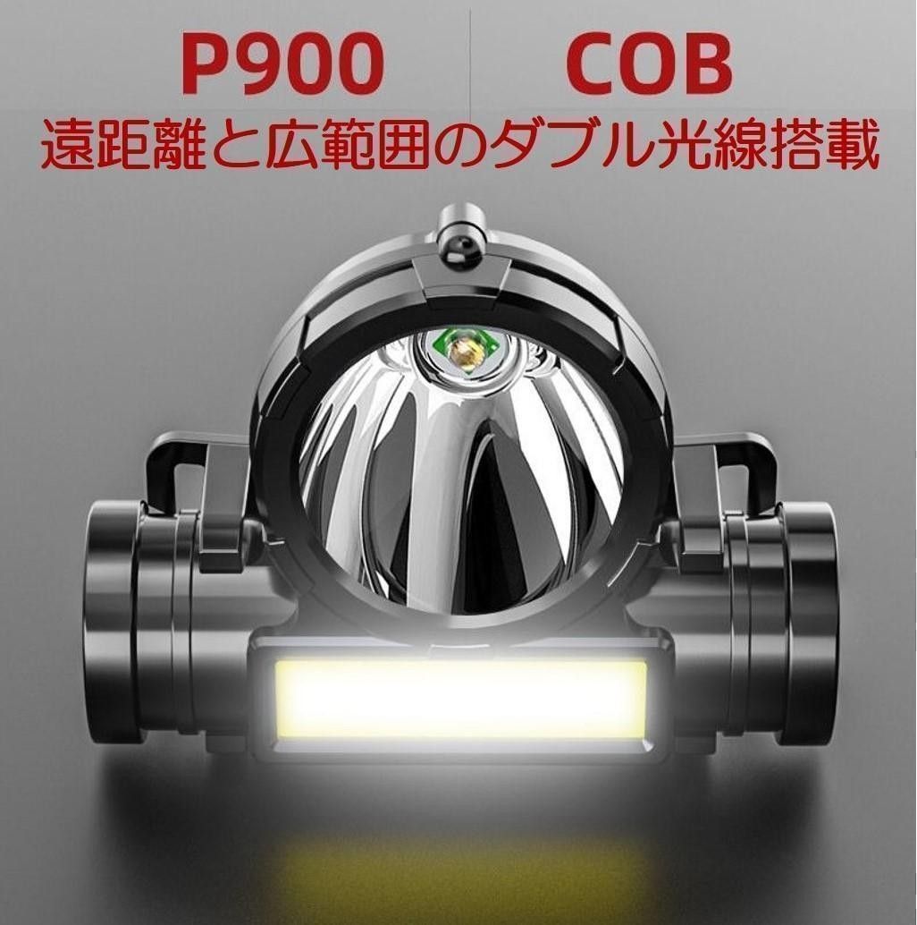 【４個セット】遠距離 高輝度 ダブル光源 USB充電 ヘッドライト LED 500 ルーメン