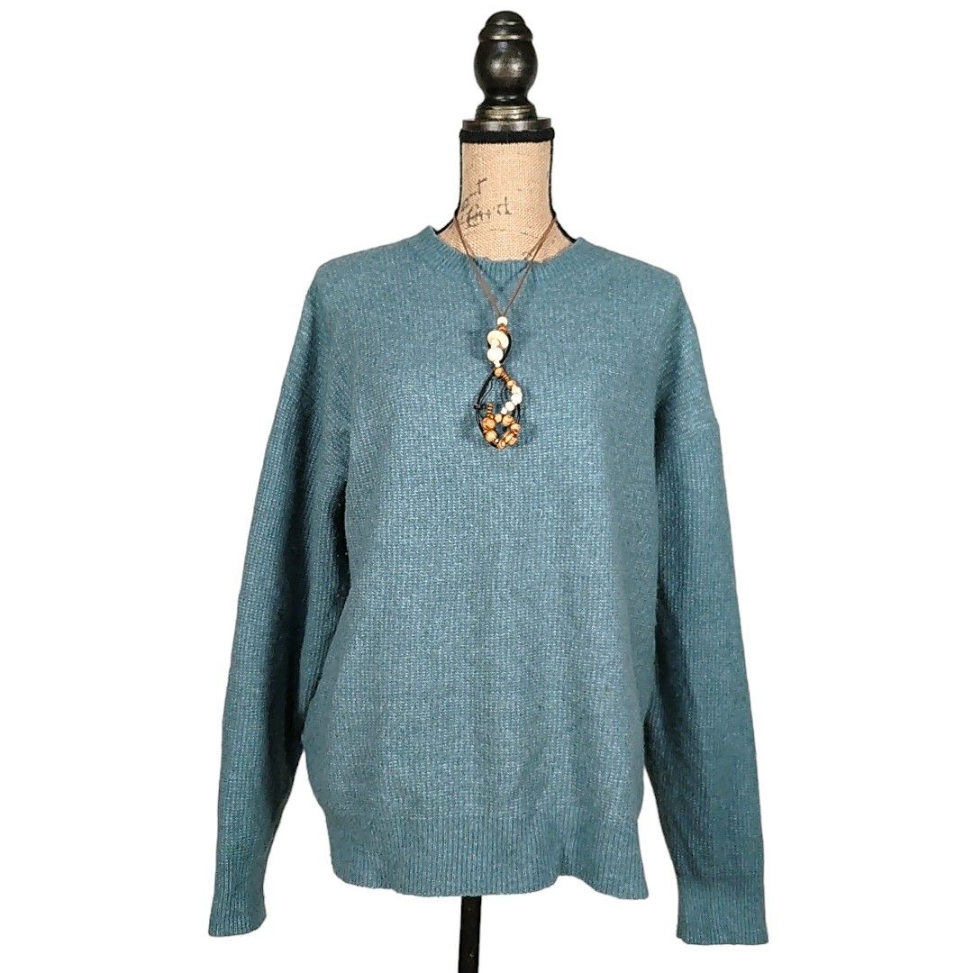 ジャーナルスタンダード◎ヤクウール混 ゆったりニットセーター(L)綺麗なブルー クルーネック 長袖