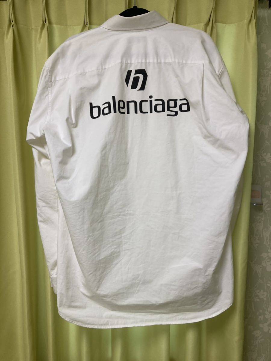 BALENCIAGA バレンシアガ シャツ ホワイト サイズ37 バックロゴ_画像1