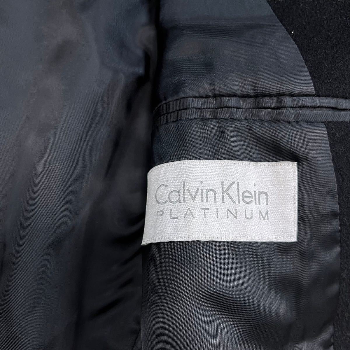 カルバンクライン プラチナム【美しいシルエット】Calvin Klein チェスターコート　ロングコート　ウール　ブラック　黒_画像6