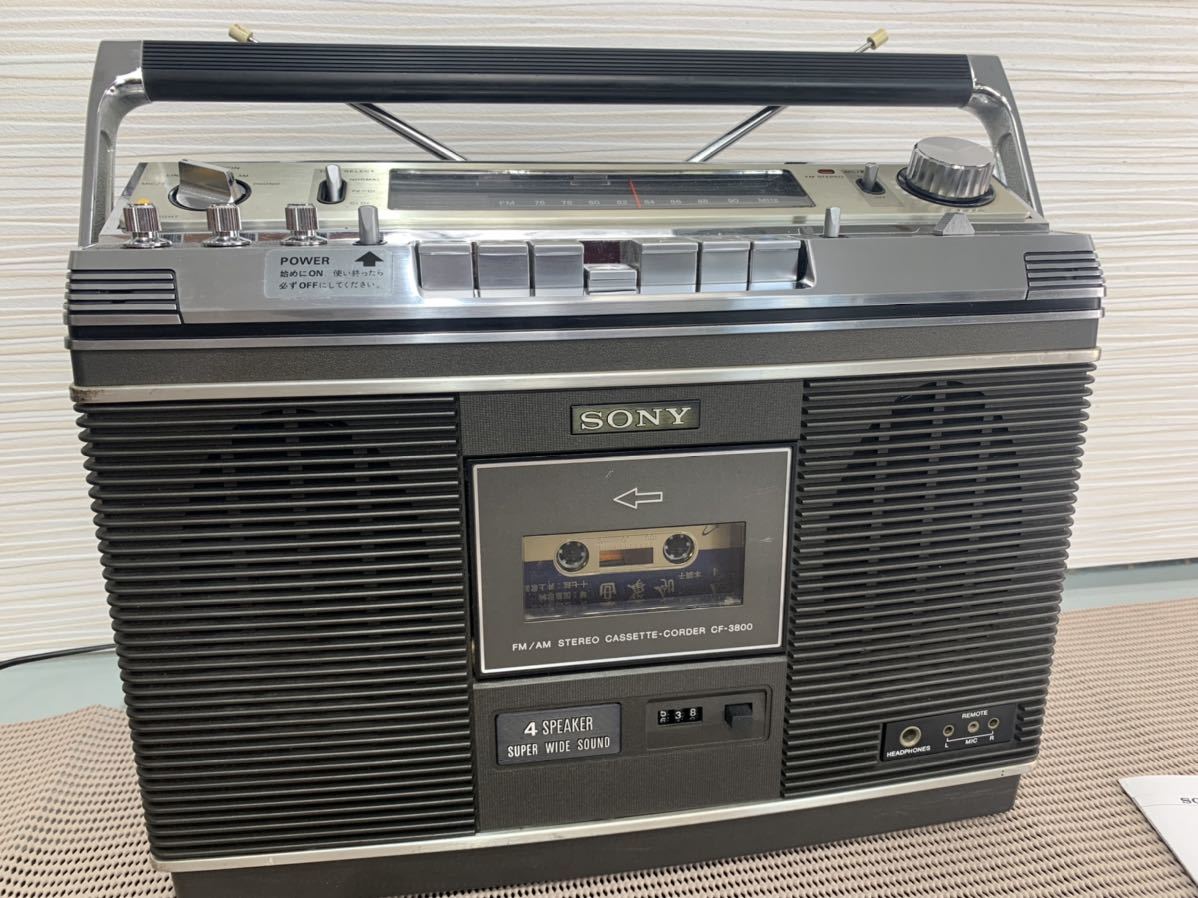  редко встречающийся SONY  Sony CF-3800  магнитола  2 лента   радио  FM/AM  кассета  магнитофон  обслуживание  сделано  рабочий товар   инструкция  идет в комплекте  красивая вещь 