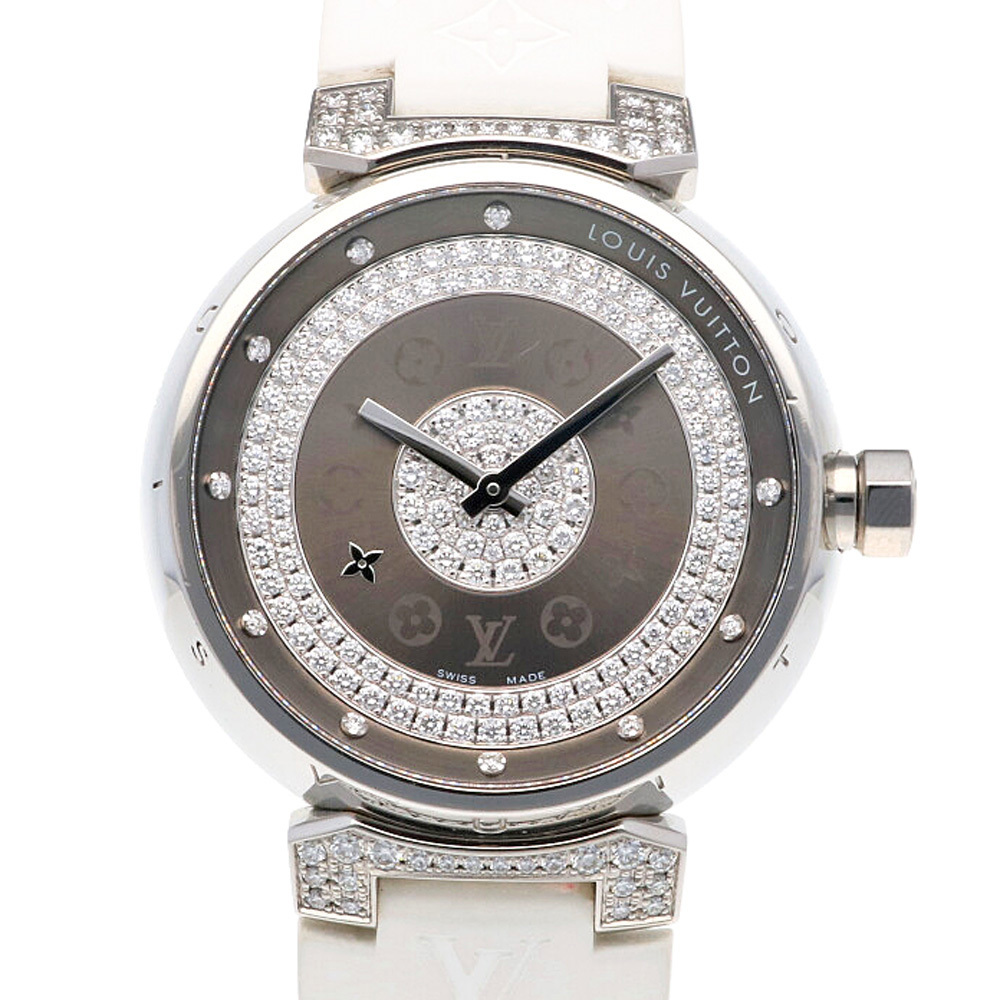 ルイヴィトン タンブール 腕時計 時計 ステンレススチール Q111U クオーツ メンズ 1年保証 LOUIS VUITTON 中古_画像1