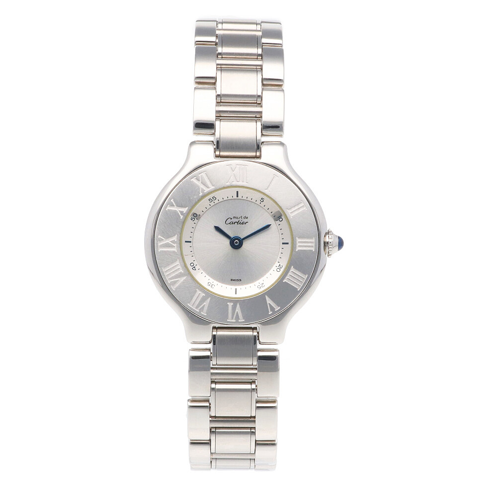  Cartier Must 21 wristwatch clock stainless steel 1340 quarts lady's 1 year guarantee CARTIER used 