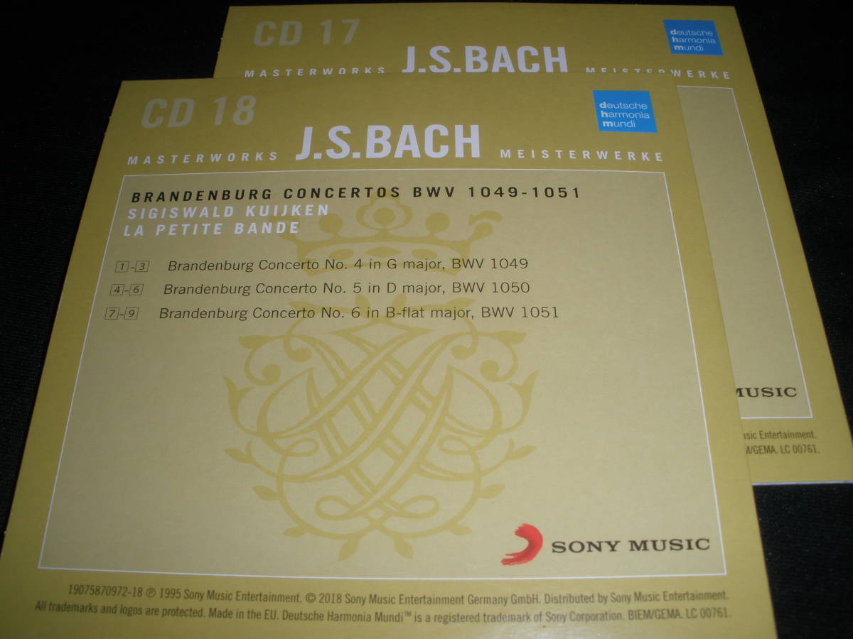J.S.バッハ ブランデンブルク協奏曲 全6曲 クイケン ラ・プティット・バンド BWV.1046 47 48 49 50 51 オリジナル 紙ジャケ 美品 DHM_美品。オリジナル紙ジャケットCD