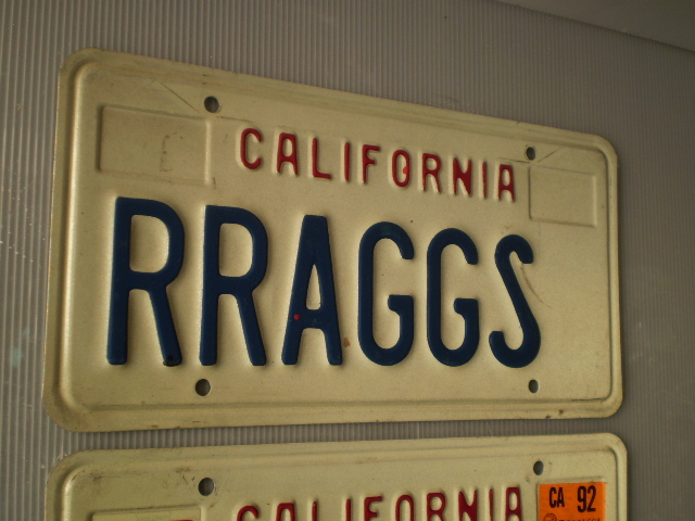 California RRAGGS\'70s California license plate 2 pieces set.GoodUSED.Set of 2!RagTops VW SAMBA 23Windows
