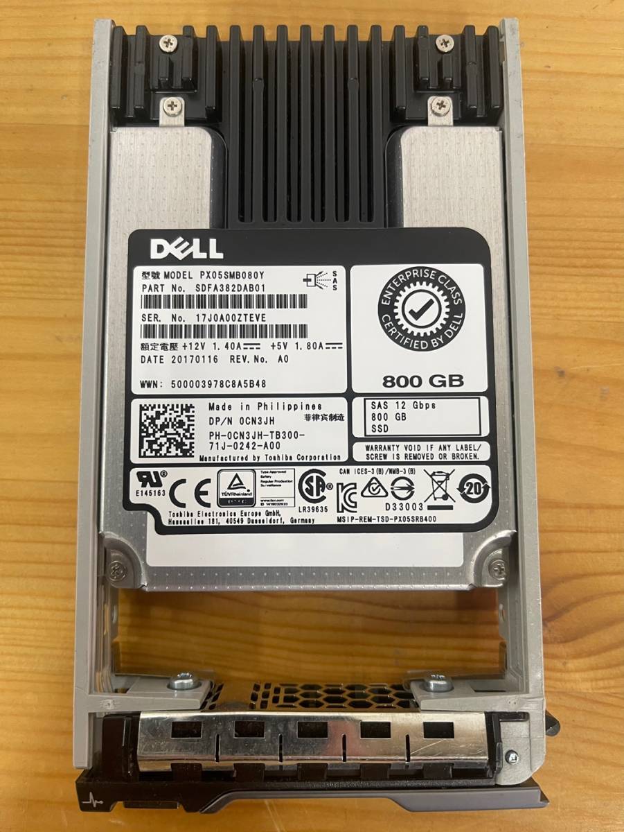 Dell CN3JH 800GB SAS 12G 2.5インチ SSD R630 R730 R430 R330 T640 Gen13_画像1