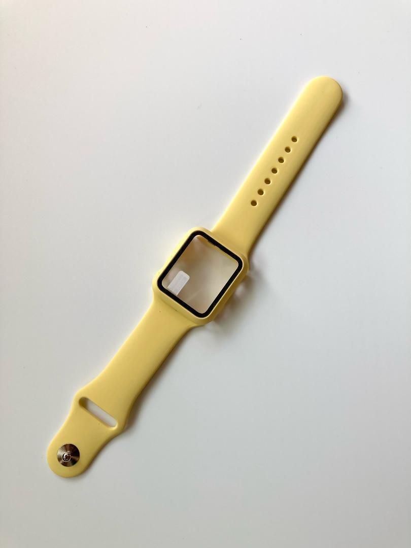 【SHOPS】Apple Watch アップルウォッチ バンド 41mm ベルト＋カバー　イエロー コンパチブル 柔らかいシリコン素材のスポーツバンド 防水_画像3