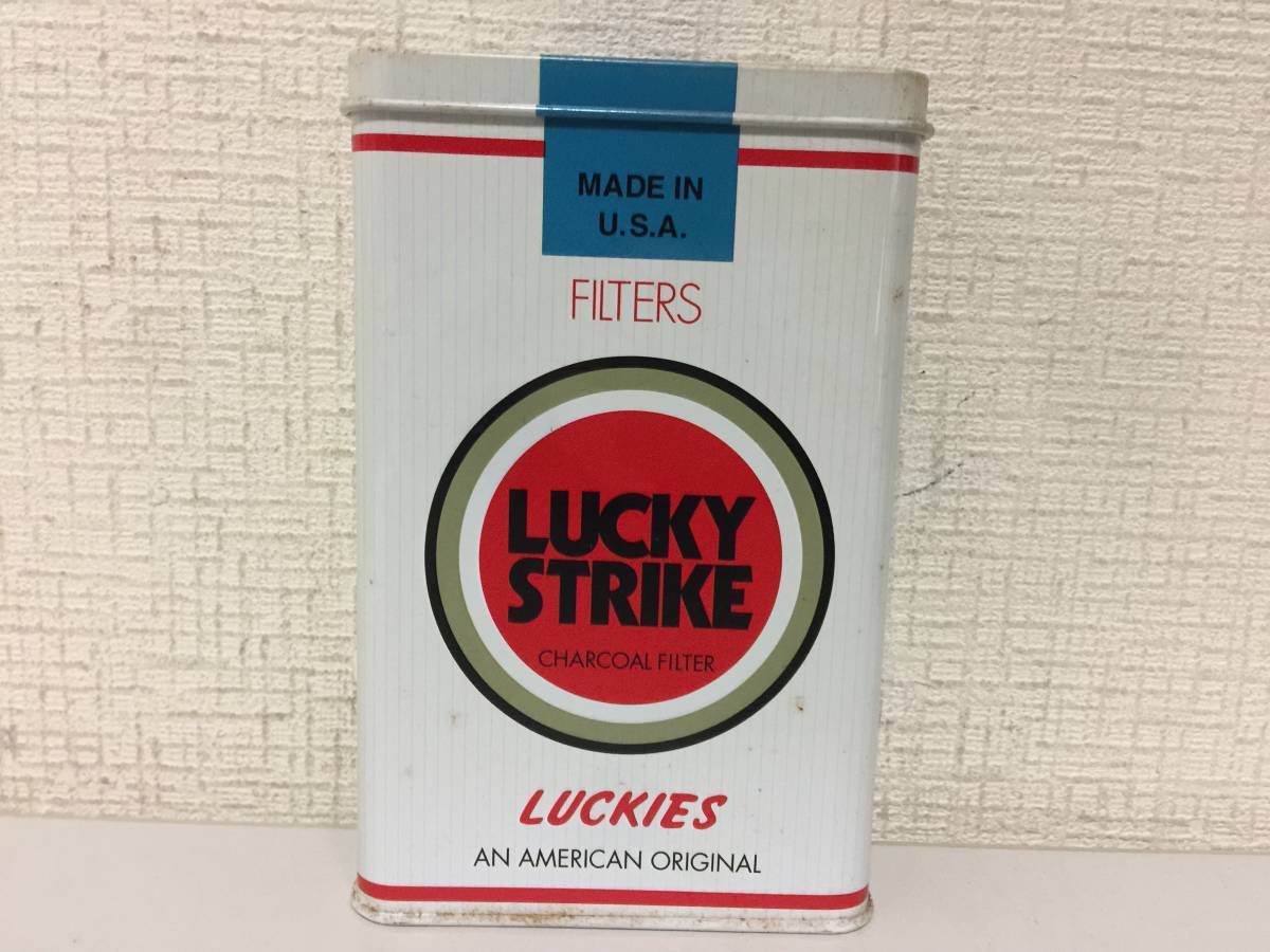 LUCKY STRIKE ラッキーストライク 灰皿 缶 たばこ型 未使用 高さ15cm    A2の画像1