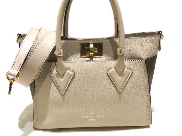 まだ美品 LOUIS VUITTON ヴィトン オンマイサイドPM 2WAY トートバッグ ☆ M57729 カーフレザー モノグラム グレージュ ショルダー ▼6A_画像1