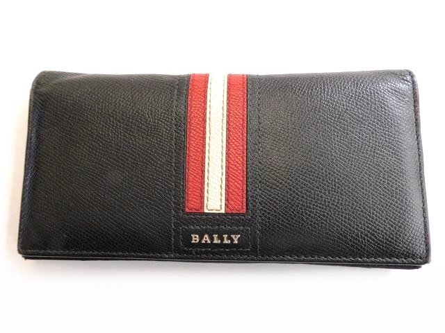 バリー BALLY ２つ折り 長財布 ■ レザー ブラック メンズ 財布 ウォレット スリム □6A エ100_画像1