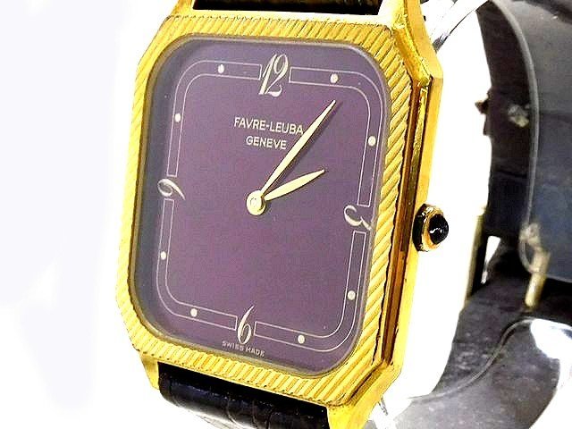 3F 6番 フィーブル ルーバー 手巻き メンズ 時計 ■ 3624-51 GENEVE ジュネーブ ゴールド カラー ステンレス 腕時計 FAVRE LEUBA □ 6A_画像1