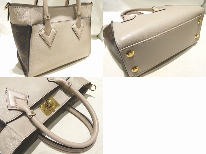 まだ美品 LOUIS VUITTON ヴィトン オンマイサイドPM 2WAY トートバッグ ☆ M57729 カーフレザー モノグラム グレージュ ショルダー ▼6A_画像2