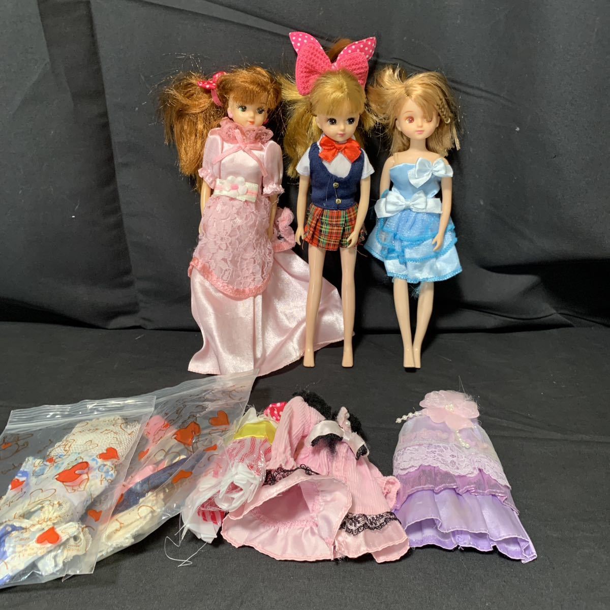 タカラ リカちゃん リカちゃん人形 3体まとめ　小物付き　着せ替え人形 ハイスクール　ドレスTAKARA 人形　ドール_画像3