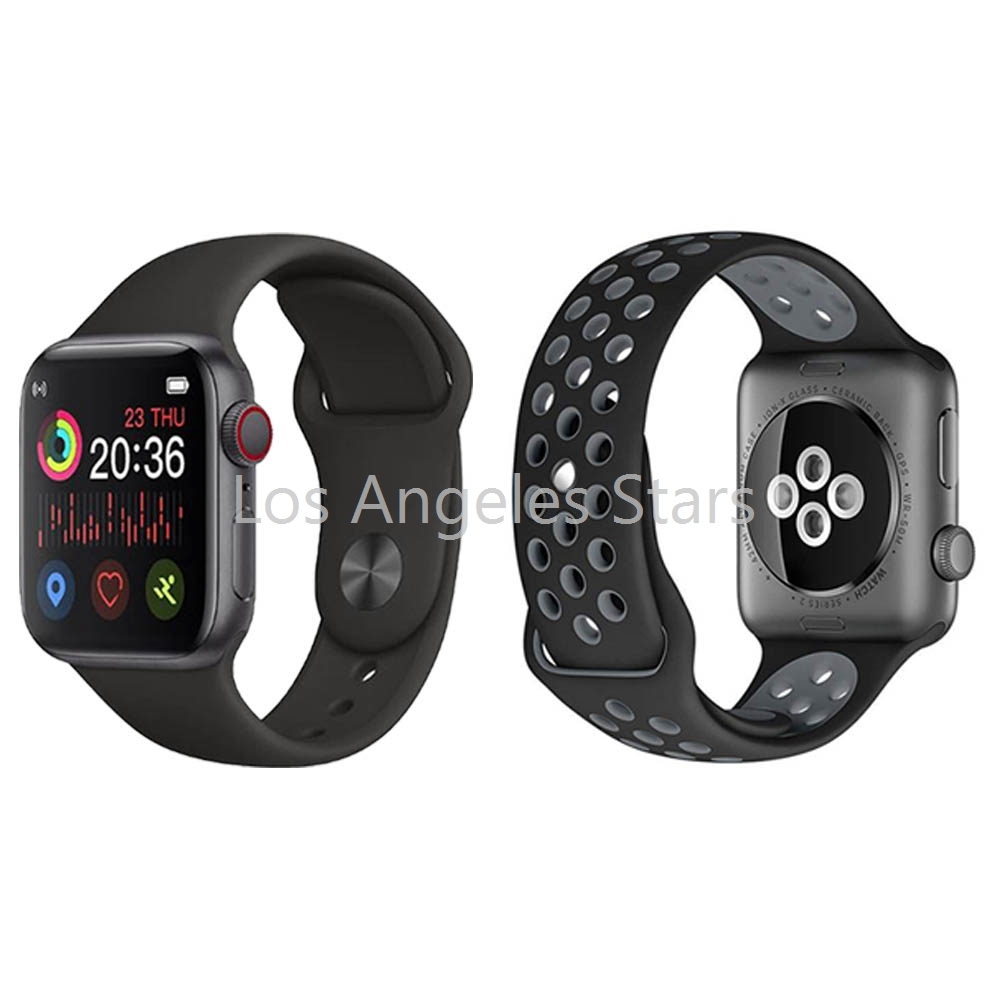  Apple watch band apple watch band 2 piece set 42mm 44mm series5 4 3 2 1 belt exchange free shipping sport silicon Raver black grey 