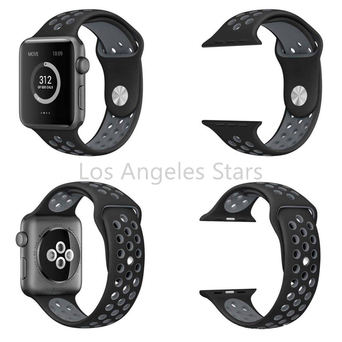  Apple watch band apple watch band 2 piece set 42mm 44mm series5 4 3 2 1 belt exchange free shipping sport silicon Raver black grey 
