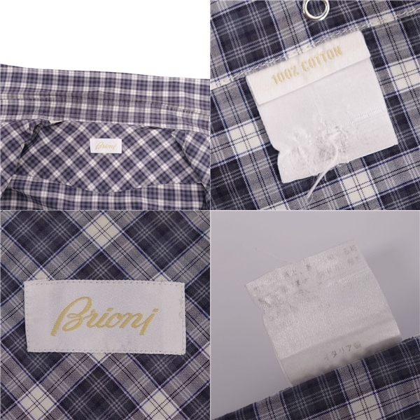 ブリオーニ Brioni シャツ ロングスリーブ 長袖 チェック柄 コットン トップス メンズ 2(M相当) マルチカラー cf01or-rm05f08427の画像6