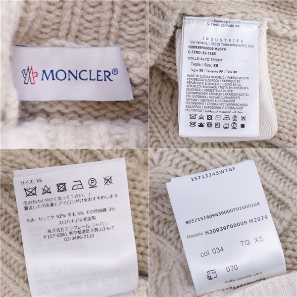 美品 モンクレール MONCLER ニット セーター 2022年 タートルネック ロングスリーブ カシミヤ トップス レディース XS cg12mb-rm05c14087_画像5