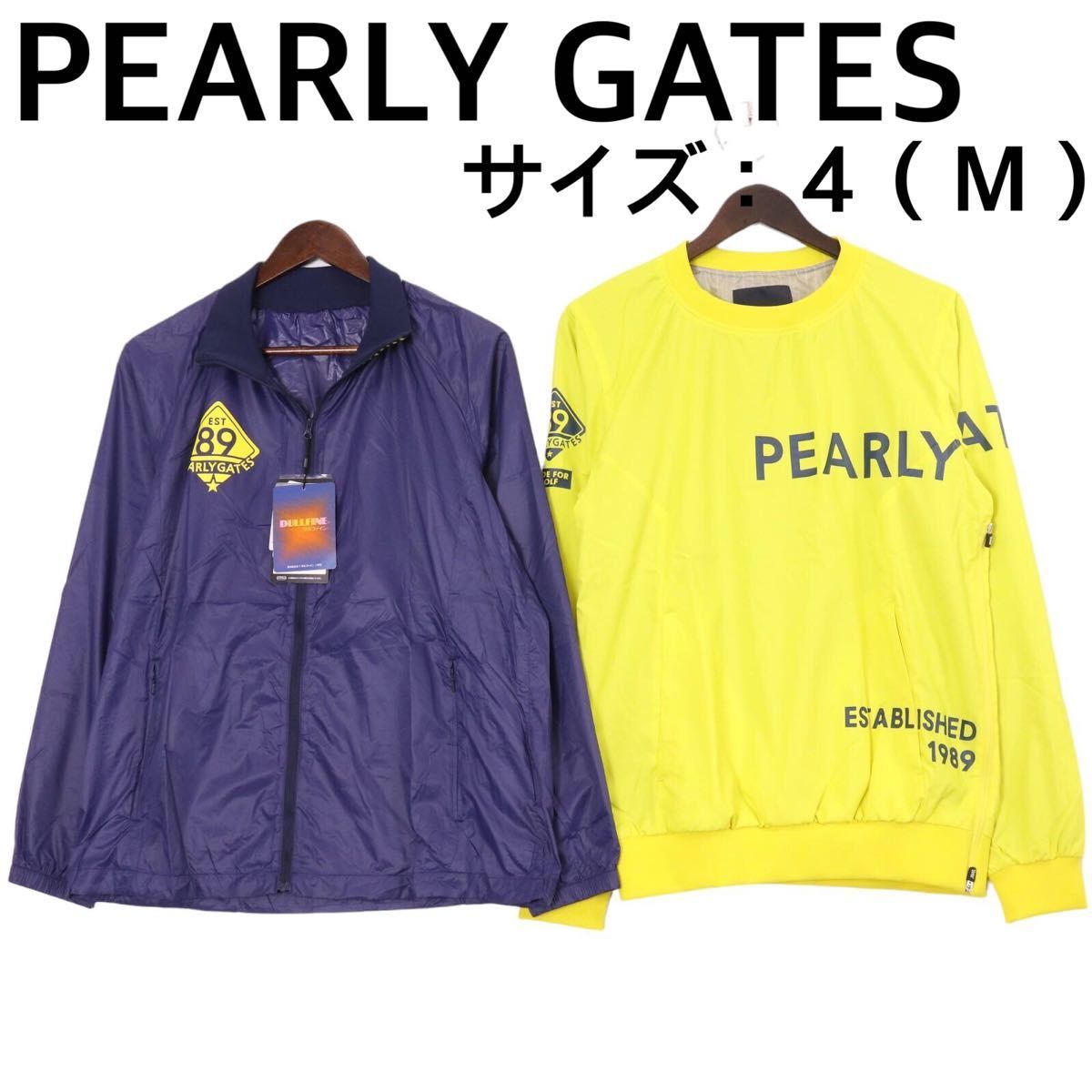 【新品、未使用】パーリーゲイツ アウター ジャンパー メンズ サイズ:4(M) イエロー ネイビー 春、秋、冬