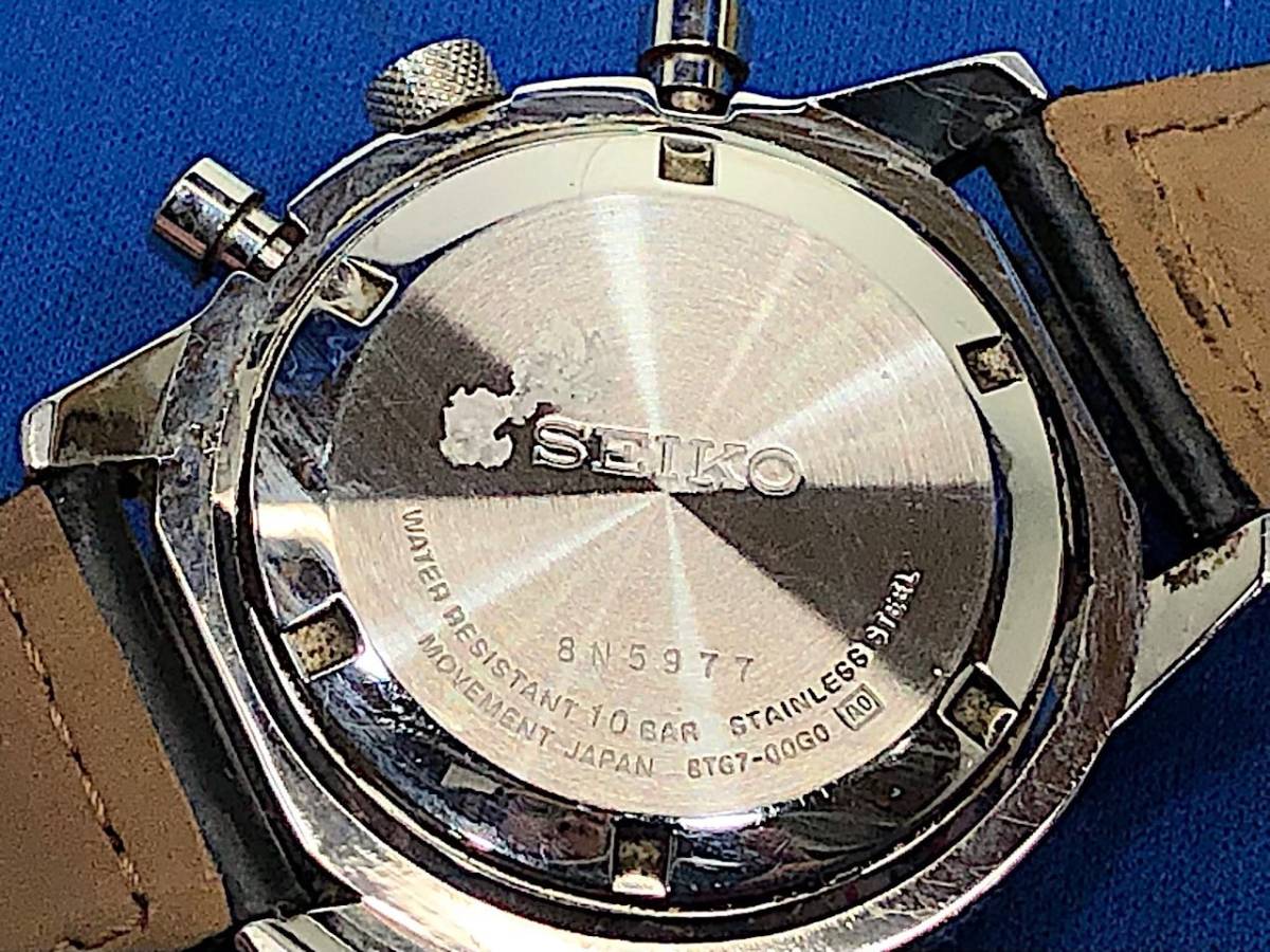 1/127【ジャンク】　SEIKO　セイコー　腕時計　8T67-00G0　クロノグラフ　クオーツ　青文字盤　手首まわり約１９㎝_画像4