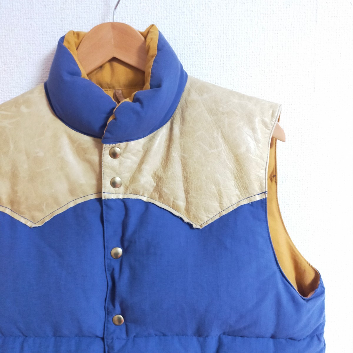 Rocky Mountain Featherbed ロッキーマウンテンフェザーベッド WAREHOUSE ウエアハウス別注 ダウンベスト レザーヨーク  L パープル