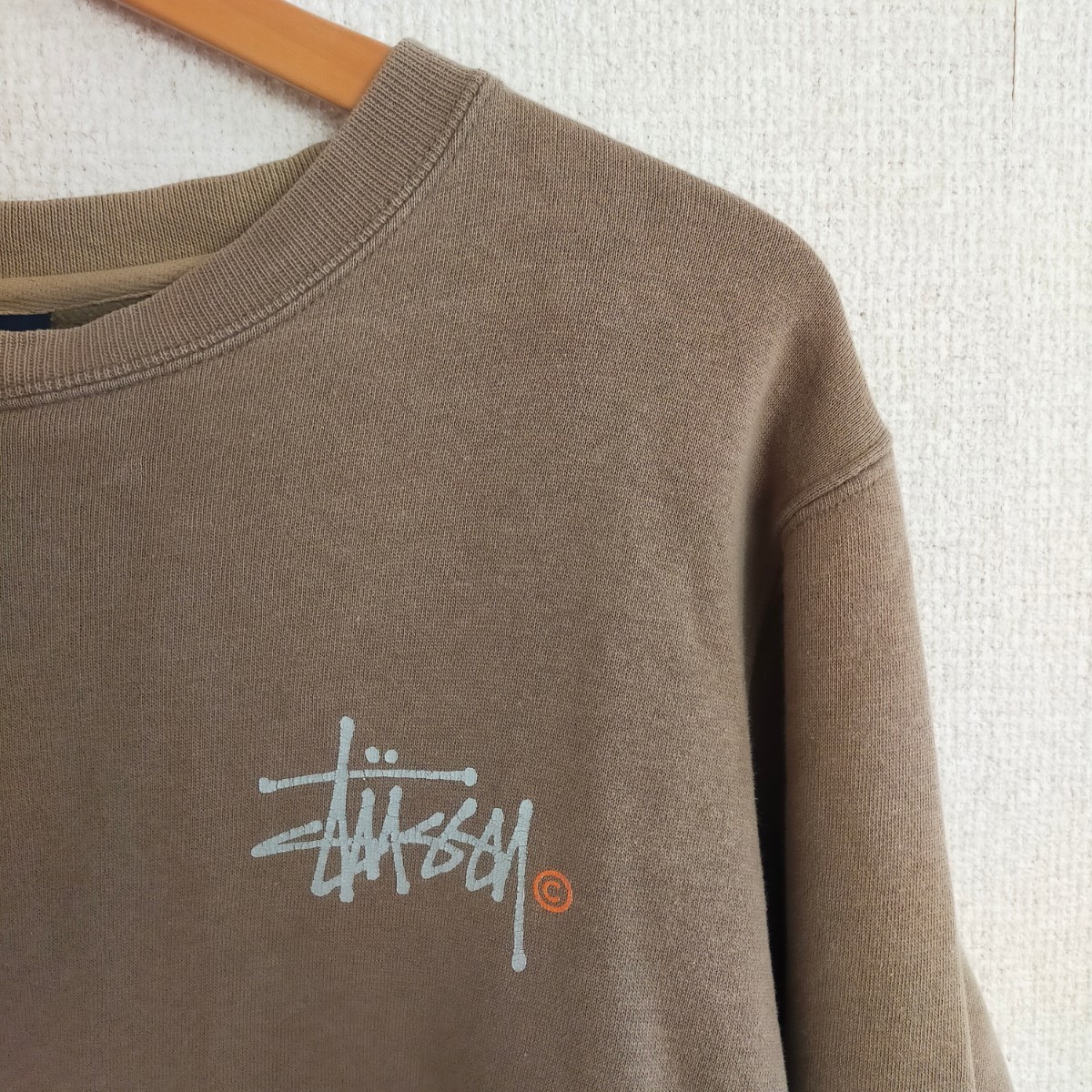 OLD STUSSY オールドステューシー 紺タグ 両面プリント ロゴスウェット トレーナー ヴィンテージ 90s S ブラウン(茶色）_画像3