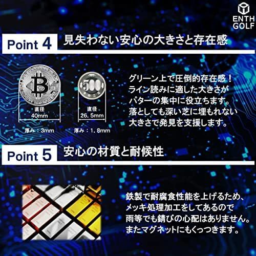  ゴルフマーカー 4点セット ビットコインデザイン ボールポーチ カラビナ付き マーカーに関わるお悩みを解決 コンペ景品 プレゼン_画像4